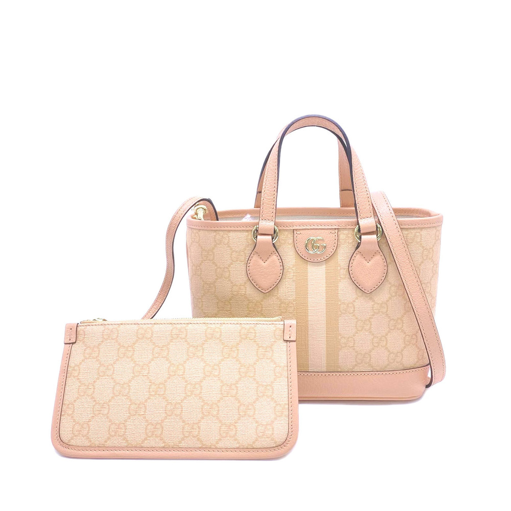 Gucci canvas GG beige Ophidia pink Supreme bag Tote Tan Pink